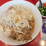 ラーメン二郎 - 汁なし半分＋青ネギ崩