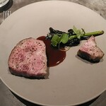 グラール - 岩泉豚のステーキ　雪菜の火が通りすぎててちょっともったいないかな。。肉は脂と赤身の比率と焼き加減がよく美味しかった。よく見つけるな。。