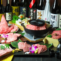 ★稀少部位和牛焼肉+2H飲み放題付★A5【ヒレ肉・ミスジ・カイノミ】含む盛合せ＆三大和牛しゃぶしゃぶ