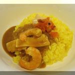 プティレストラン宮本 - 小エビとイカのカレー（サフランライス付）