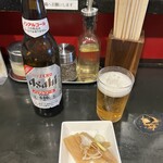 らあめん 万咲 - ノンアルコールビールとサービスのメンマ
