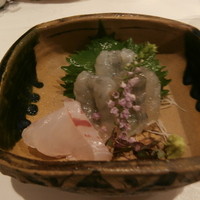 うぶか - 刺身　才巻き海老　甘鯛　むらめ　花穂　山葵　煎り酒