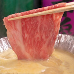 夜寄 - 雲丹出汁ねぎしゃぶしゃぶ 　黒毛和牛で