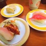 元気寿司 - スタミナ三昧、赤身、つぶ貝