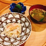 さくら京屋 - かにみそ味噌汁 九条葱 日高昆布と広島菜