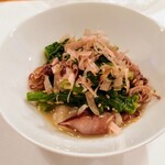 鮨やまか - 蛍烏賊、帆立、菜の花の辛子和え