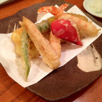 手打そば仁水 - 天ぷら盛り合わせ1000円