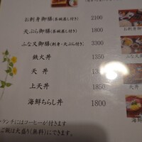ふな又 - メニューの一部
