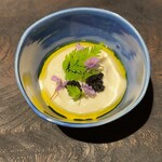 estilo h - 帆立のムースとアスパラガスのソース　キャビア