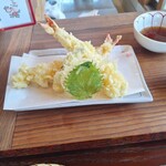 天ざる蕎麦(えび天二尾、カボチャ天、大葉天)