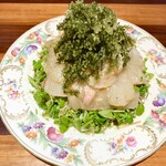 創作料理Ryota  - ●三陸産活〆天然ヒラメと奄美大島産海ぶどうのカルパッチョ