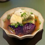 やきとり 嶋家 - 豆腐と茄子の揚出し。