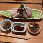 有いち - 絶品やった刺身（ひらめ／カツオ／はまち）