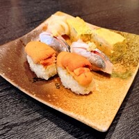 鮨 福原 - 『上握り（5500円税込）』※写真は2人前の2皿目（2種と玉子）
