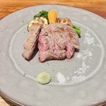 菜月 Tabenasse - アンガス牛ステーキ　焼き野菜/わさび、トリュフ塩、岩塩