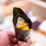 うを徳 - 2025.4 ウニ手巻き（ムラサキウニとバフンウニ）