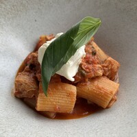 リストランテ・アッティモ - 本日のパスタ: 生リガトーニ 伊達鶏のトマトソース煮 マスカルポーネ添え