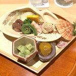 銀座 しのはら - 八寸を盛り分け