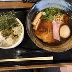 麺屋 柚木 - 中華そばと高菜ご飯のセット、1030円