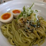 らぁ麺 NOBU - のらぼう菜の和え麺と具材。
