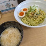 らぁ麺 NOBU - 限定  のらぼう菜と鶏ポタのつけ麺　　味玉tp