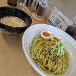 らぁ麺 NOBU - 限定  のらぼう菜と鶏ポタのつけ麺     味玉tp      1150円
