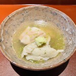 馳走 啐啄一十  - 【写真②】蕎麦がき(入野谷在来、長野県)、蛤(茨城県)