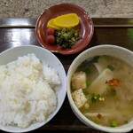 高森田楽保存会 - とうきびごはんとだご汁と漬物