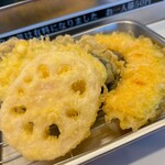 天ぷらまつもと  - お好み定食 1,300円　かぼちゃ、レンコン、茄子