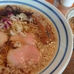 麺屋 わかな - 背脂煮干しそば(細)+ネギ豚丼(小)