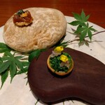 L'Arbre - 手前地元野良坊菜、奥八丈島島寿司風