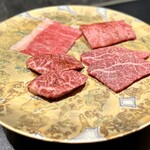 西麻布 焼肉 X - ヒレ、神戸牛ハラミ、但馬玄特上カルビ、但馬玄サーロイン