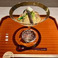 おい河 - ⭐︎山菜のおひたし　
                　うど、わらび、タラの芽、あずきな
                　鮭ぶしジュレ