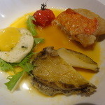 夢時庵 - 金目鯛と蝦夷鮑のソテー、アイオリソース添え