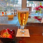 Steak Ikeda - 生ビール(中) & 料理長からの一品