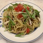 横浜スパゲティ アンド カフェ - きのこと季節野菜の醤油ペペロンチーノ大盛り　　　　　　　　　　1,067円(税込)