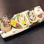 鳥銀風月 - 名古屋コーチン刺身五種盛合せ
