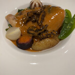 la falaise - オーベルニュ産ホロホロ鳥と国産モリーユのクリーム煮