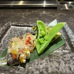 鉄板焼 雅 - ・メバルと野菜のサルサ
      ・スナップエンドウのマリネ
      ・筍のバジルソース和え