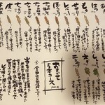 やきとり中山商店 - 焼き鳥メニュー（2025.4某日）