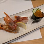 鮨酒肴 天すし - ボタンエビ、いくら