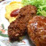 自由軒 - A定食（ハンバーグ・玉子焼・魚フライ）