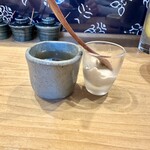 博多天ぷら ながおか - 〆のコーン茶とほうじ茶のデザート