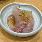 寿司大 - お通し：かんぱち