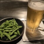 お好み焼き 徳川 総本店 - 生ビールと枝豆
