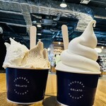 横須賀ジェラートファクトリー - ジェラード(ミルクとコーヒー)とソフトクリーム