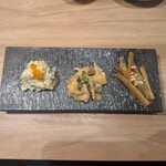 備長炉端 だいやめ 天満店 - 前菜3種