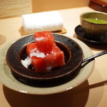神楽坂 石かわ - デザート 西瓜 洋酒のゼリー 椰子の実スープ