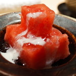 神楽坂 石かわ - デザート 西瓜 洋酒のゼリー 椰子の実スープ