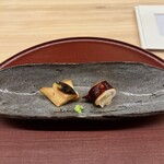 日本料理 久丹 - 黒鮑と子持ち槍烏賊